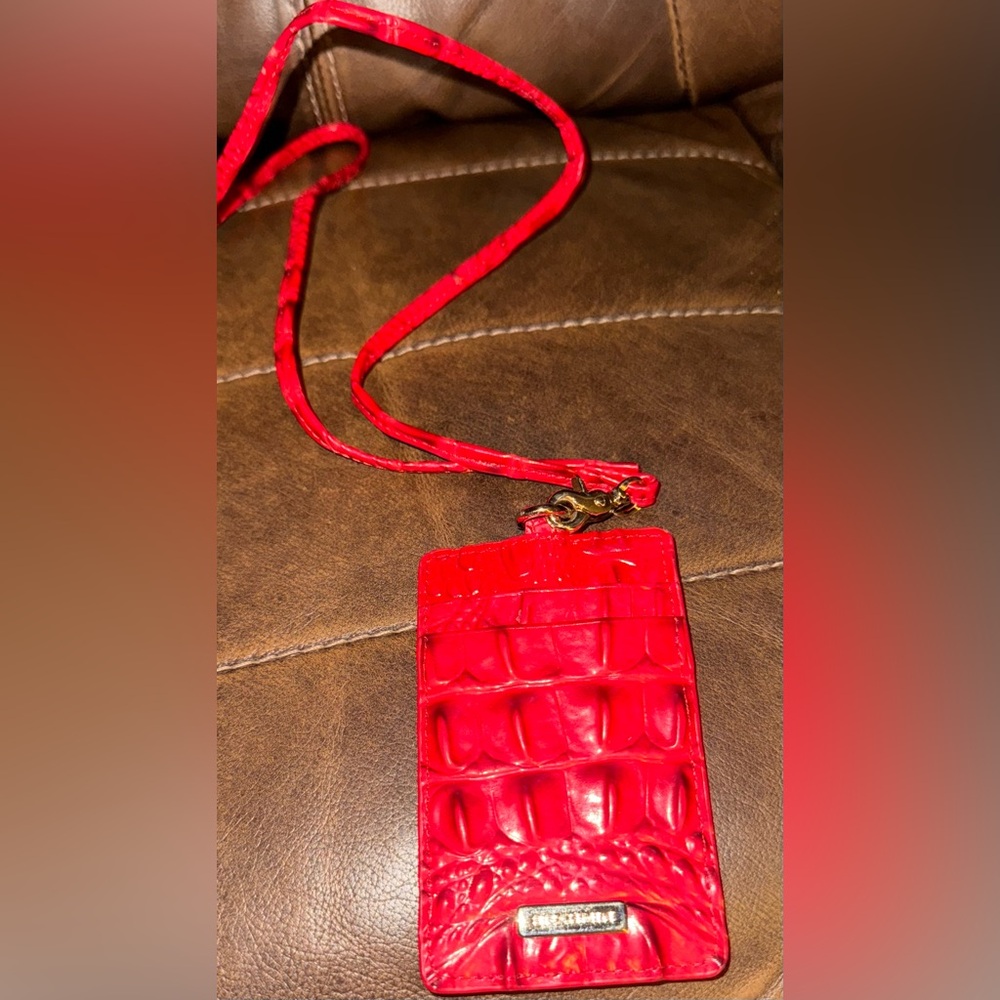 Brahmin Red Croc-Embossed Card Holder